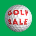 Golf sale ball red letters 3D rendered illustration