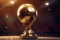 Gold ball soccer award trophy. Generate Ai