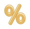 Gold balloon in the form of a percent sign isolated on a white background. Flat vector illustration Royalty Free Stock Photo