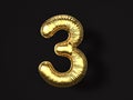 Gold balloon number three Royalty Free Stock Photo
