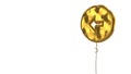 gold balloon symbol of left arrow in circle on white background