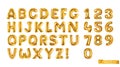 Gold balloons, alphabet letters and numbers