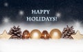 Gold balls on blue Christmas background Royalty Free Stock Photo