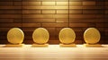 Luxurious Gold Medal Ornaments On Wooden Wall - Minimalist Design