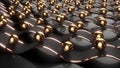 Gold balls on the wavy geometry. simple motion graphics 3d render