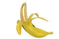 Gold banana isolated on white background. 3D illustration Royalty Free Stock Photo