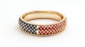 Gold Bangle Bracelet with Red White and Blue Star Enamel Inlay Royalty Free Stock Photo