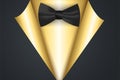 Gold banner in paper curl style with bow tie. Black friday golden sale banner Royalty Free Stock Photo