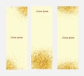 Gold banner. Gold sparkles on yellow backround. Vertical banner