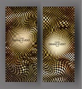 Gold banners with warped pattern on the background. Royalty Free Stock Photo