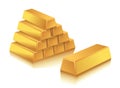 Realistic 3D rendering illustration of gold bars stacked in the shape of pyramid Royalty Free Stock Photo