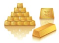 Realistic 3D rendering illustration of gold bars stacked in the shape of pyramid Royalty Free Stock Photo