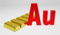 Gold Bar of Aurum, Au Chemical Element Sign Isolated Royalty Free Stock Photo