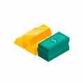 Gold Bar and Dollar - White Background icon vector isometric