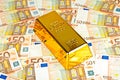 Gold bar and euro money Royalty Free Stock Photo