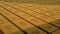 Gold bar 1000 grams of the highest standard, 3d illustration. Bars of gold are stacked in rows, savings, luxury