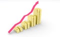Gold bar graph Royalty Free Stock Photo
