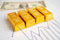 Gold bar on graph, economy finance exchange trade investment concept