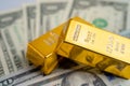 Gold bar on graph, economy finance exchange trade investment concept