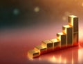 gold bar graph on golden background Royalty Free Stock Photo