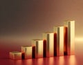 gold bar graph on golden background Royalty Free Stock Photo