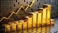 Gold Bar Graph Rising Market Trend Royalty Free Stock Photo