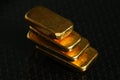 Gold bar on gross background scene. Royalty Free Stock Photo