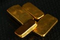 Gold bar on gross background scene. Royalty Free Stock Photo