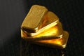 Gold bar on gross background scene. Royalty Free Stock Photo