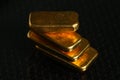 Gold bar on gross background scene. Royalty Free Stock Photo