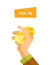 Gold bar in hand. Concept of business, finance, trading.