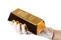 Gold bar in hand Royalty Free Stock Photo