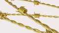 The Gold barbed wire for war concept 3d Rendering Royalty Free Stock Photo
