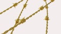 The Gold barbed wire for war concept 3d Rendering Royalty Free Stock Photo