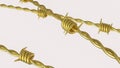 The Gold barbed wire for war concept 3d Rendering Royalty Free Stock Photo