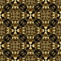 Gold Baroque 3d vector seamless pattern. Textured ornamental Dam