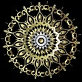 Gold Baroque floral round mandala pattern. Vector ornamental ethnic style oriental background. Vintage decorative ornament. Golden Royalty Free Stock Photo