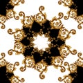 Gold baroque hand draw antique style seamless pattern design black