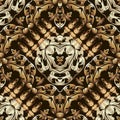 Gold Baroque ornamental 3d vector seamless pattern. Tiled patterned vintage background. Repeat antique luxury backdrop. Damask Royalty Free Stock Photo