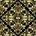 Gold Baroque ornate 3d vector seamless pattern. Vintage ornamental Damask background. Antique old golden floral baroque Victorian Royalty Free Stock Photo