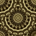 Gold Baroque round 3d mandalas seamless pattern. Ornamental vector Deco background. Vintage floral golden ornaments. Repeat luxury Royalty Free Stock Photo