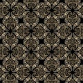 Gold Baroque seamless pattern. Damask ornamental vector background. Floral greek style lines ornaments with vintage flowers, Royalty Free Stock Photo