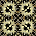 Gold Baroque seamless pattern. Vector ornate Damask background. Vintage floral luxury baroque ornaments in Victorian style. Repeat