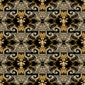 Gold Baroque vector seamless pattern. Ornamental antique background. Baroque Victorian style vintage floral ornament. Golden flow Royalty Free Stock Photo