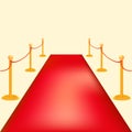 Gold barriers vector illustration . Red carpet ceremonial vip event or head of state visit .