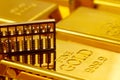 Gold bars and gold abacus Royalty Free Stock Photo