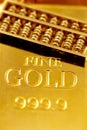 Gold bars and gold abacus Royalty Free Stock Photo