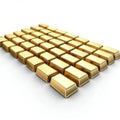 The gold bars are arranged in an orderly manner. Isolated on white background AI generator Royalty Free Stock Photo