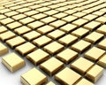 The gold bars are arranged in an orderly manner. Isolated on white background AI generator Royalty Free Stock Photo