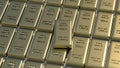 Gold bars in bank vault. Storage. 3d render Royalty Free Stock Photo